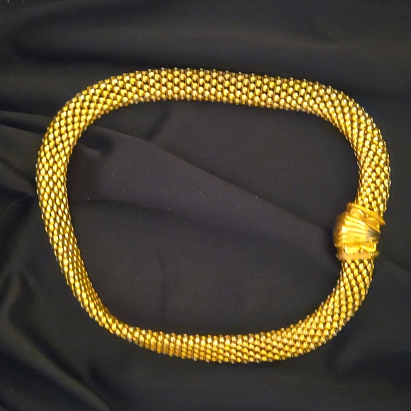 Vintage Etruscan Mesh Gold Plated Necklace - Picture 2 of 6